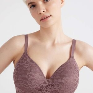 Knix Lace Wing Woman Contour Bra in Vintage Plum Size 8 NWT